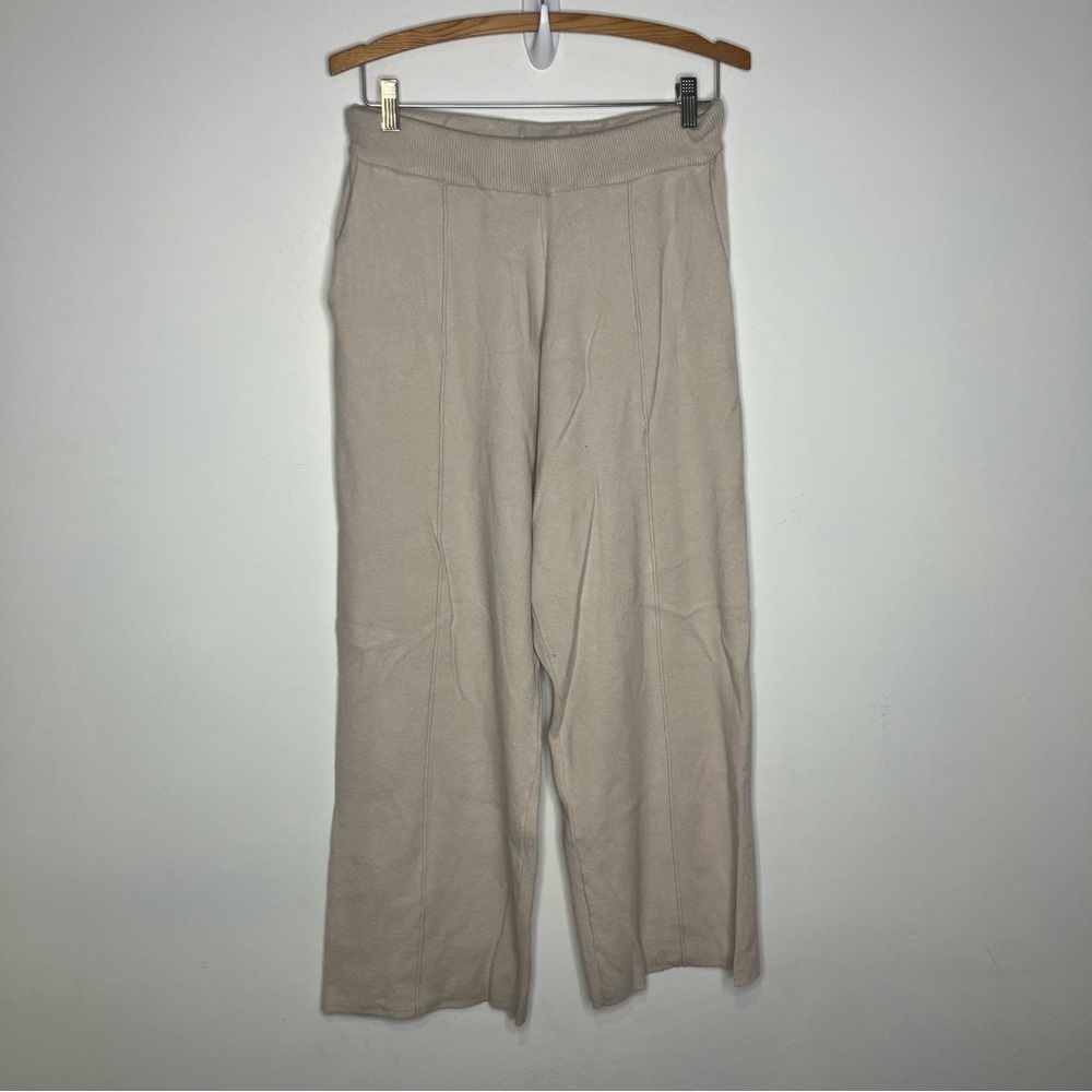41 Hawthorn wide leg sweater pants cream tan women's large trendy neutral modern